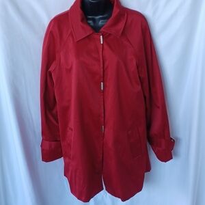 Dennis By Dennis Basso Jacket, Red satin, snap closure